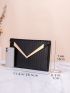 Embossed Detail Metal Decor Flap Square Bag