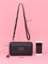 Letter Graphic Tassel Decor Phone Wallet