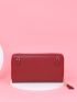 Letter Graphic Tassel Decor Phone Wallet
