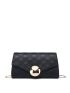 Quilted Metal Lock Flap Chain Square Bag
