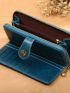Metal Flower Decor Long Wallet With Wristlet
