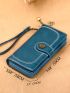 Metal Flower Decor Long Wallet With Wristlet