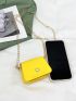Mini Letter Graphic Flap Chain Square Bag