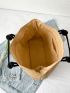 Patched Detail Hollow Out Design Straw Bag