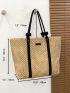 Patched Detail Hollow Out Design Straw Bag