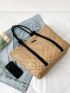 Patched Detail Hollow Out Design Straw Bag