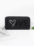 Letter & Heart Graphic Sequin Decor Long Wallet