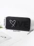Letter & Heart Graphic Sequin Decor Long Wallet