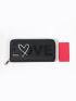 Letter & Heart Graphic Sequin Decor Long Wallet