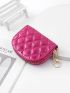 Quilted Rhinestone Decor Zipper Around Card Holder