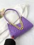 Quilted Chain Decor Baguette Bag