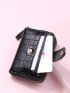 Crocodile Embossed Button Decor Card Holder