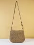 Patch Decor Straw Bag