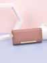 Metal Detail Flap Long Wallet
