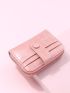 Crocodile Embossed Button Decor Card Holder