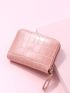 Crocodile Embossed Button Decor Card Holder