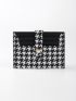 Houndstooth Print Button Decor Card Holder