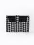 Houndstooth Print Button Decor Card Holder