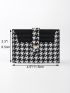 Houndstooth Print Button Decor Card Holder
