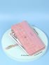 Crocodile Embossed Letter Graphic Long Wallet