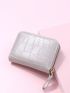 Crocodile Embossed Button Decor Card Holder