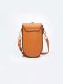 Letter Embossed Snap Button Flap Phone Wallet