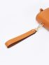Letter Embossed Snap Button Flap Phone Wallet