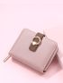 Heart Buckle Decor Zipper Around Small Wallet