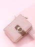 Heart Buckle Decor Zipper Around Small Wallet