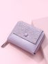 Flower Embossed Snap Button Small Wallet