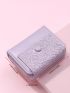 Flower Embossed Snap Button Small Wallet
