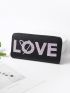 Letter Graphic Textured Long Wallet