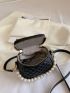 Mini Faux Pearl & Rhinestone Decor Quilted Bucket Bag