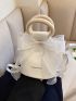 Mini Letter Graphic Bow Decor Top Ring Bucket Bag