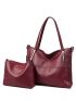 Large Capacity Shoulder Tote Bag With Square Bag