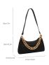 Crocodile Embossed Chain Baguette Bag