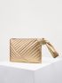 Metallic Quilted Knot Detail Square Bag