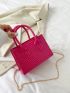 Mini Crocodile Embossed Double Handle Square Bag
