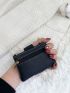 Double Zipper Litchi Embossed Coin Purse