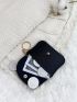 Button Decor Flap Coin Purse