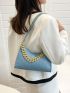 Stitch Detail Chain Decor Baguette Bag