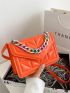 Neon Orange Quilted Chain Square Bag