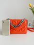 Neon Orange Quilted Chain Square Bag
