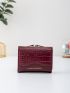 Crocodile Embossed Letter Graphic Small Wallet