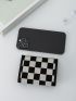 Checkered Pattern Snap Button Small Wallet