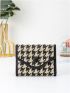 Houndstooth Pattern Snap Button Small Wallet