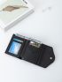 Argyle Pattern Contrast Binding Snap Button Small Wallet