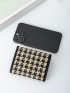 Houndstooth Pattern Snap Button Small Wallet