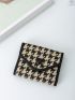 Houndstooth Pattern Snap Button Small Wallet