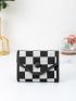 Checkered Pattern Snap Button Card Holder